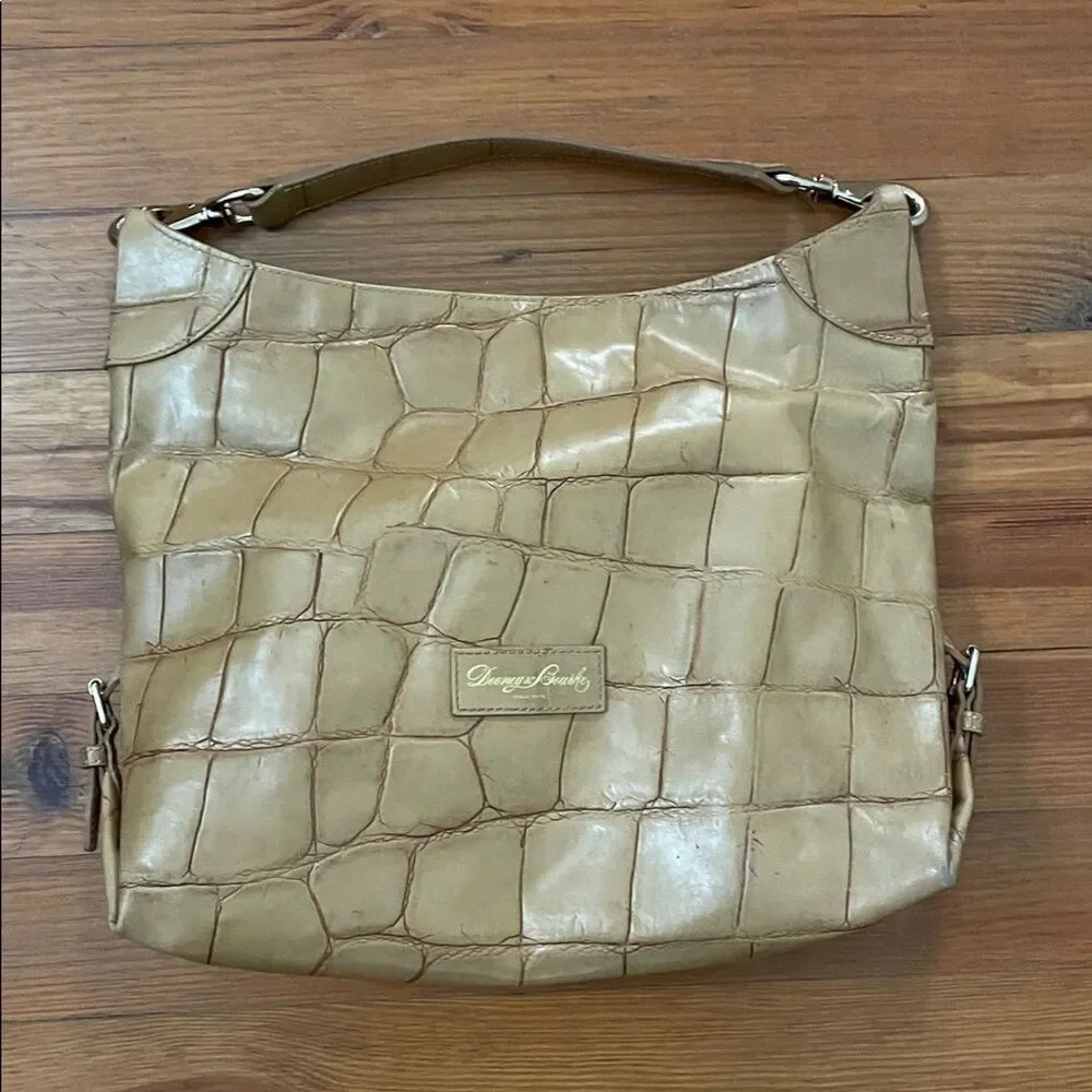 Dooney & Bourke Vintage Tan Croc Embossed Leather Shoulder Tote Bag 13x16 - Picture 12 of 16